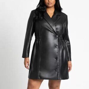 Eloquii Faux Leather Elastic Waist Blazer Dress
